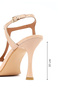Women's Beige Ankle Buckle High Thin Heeled Patent Leather Sandals 26Sfd160616 - 4