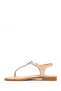 Women's Beige Ankle Buckle Leather Sandals 26Sfd201116 - 3