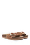 Women's Tan Buckle Suede Leather Slippers 25Sfd130610 - 3
