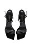 Women's Black Ankle Buckle Short Thin Heeled Shoes Patent Leather Sandals 25Sfe390516 - 8