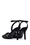 Women's Black Ankle High Buckled Open Back Stone High Stiletto Heel U Shoes 26Pfe49696F - 7