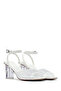 Women's White Ankle Buckle Stone Transparent Thick Heeled Shoes Sandals 25Sfe481714 - 3
