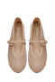 Women's Beige Mesh Buckle Ballerinas 26Pfe485014 - 4