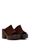 Women's Brown High Thick Heeled Suede Leather Slippers 26Sfd152110 - 2