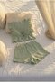 Organic Cotton Muslin Tied Ruffle Shorts Set, Natural Natural-Oeko Tex Certified Fabric - 7