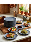 Set of 12 Matte Gray 18 cm Wavy Edge Serving Plates - Modern Round Breakfast, Cake, and Dessert Plates