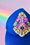 Colorful Bead Embroidered Cobalt Blue Cap Hat - 4