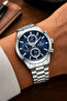 Men's Silver Metal Cord Navy Blue Dial Wristwatch with 2 Year Warranty - 2