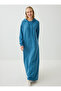 Kangaroo Pocket Hooded Hijab Dress - Petrol - - 5