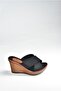 Black Cross-Strapped Linen Women's Slippers K674041005 - 4