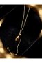 Women's Gold Steel Tiger's Eye Natural Stone Necklace - Mystic Snake Chain Design - 2