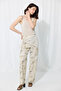 Trace Collection Eco Print Cotton Linen Trousers - Stone - 3