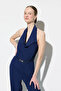 Beli Belted Collared Evening Dress Jumpsuit - Navy Blue - 5