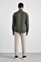 Dark Green Slim Buttoned Collar Plain Casual Shirt - 6