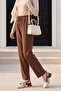 Double Pocket Elastic Waist Pants with Lace Detail - Earth Color