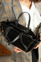 Original Luxury Soft Leather Stylish Hand and Shoulder Bag with Double Strap and Puppy Makeup Bag - 4