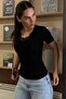 Black V-Neck Lace Women's T-Shirt Mg2712 - 7