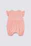 Ruffled Button Closure Linen Baby Romper - 3