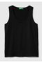Women's black 100% cotton wide round neck strappy tank top