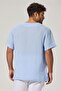 Short Sleeve Crew Neck Blue T-Shirt - 4