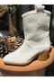 Handy Women's Western Cowboy Heeled Suede Laser-Cut Perforated Summer Boots—White - 4