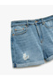 High Waist Skinny Fit Mini Denim Shorts - with Frayed Pockets - 8
