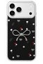 iPhone 17 Pro/18 Pro Case Marbling Effect 3D Bow Flower Pattern Camera Raised Cover Black