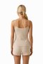 Premium - Neat Collection |   Beige Lace Detailed Rib Textured Modal Viscose Women's Shorts Pajama Set - 4
