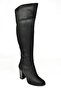 A654018002 Black Luxury Suede Thick Heeled Women's Boots - 8