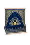 Navy Blue Mandala Pattern Embossed Special Woven Prayer Rug - 4