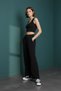 Women's Black Parachute Elastic Waist High Waist Pocket Wide Leg Trousers - 3057 - 4