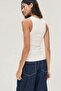 3 Pieces of Ribbed Fitted Viscose Blended Strappy T-Shirt - 8