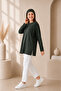 Cactus Green Cotton Combed Cotton Tunic Long Sleeve Blouse T-Shirt Top Dark Green Khaki Anti-Sweat Thin - 2