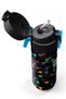 Kids Black Colored Honeycomb Patterned Steel Thermos with Straw and Direct Drinking Feature 500 ml 38110 - 2