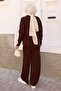 Stone Detailed Knitwear Set Brown 6148 - 4