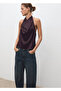 Draped collar satin blouse