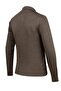 Men's Polo Neck Knitwear Brown Sweater Patterned Steel Knit Classic Fit - 5002F - 7