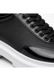 Black Patent Leather Parachute Detailed Men's Shoes - White High Sole Lace-Up Sporty Luxury Sneaker Ba0243 - 4