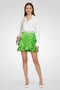 Women Solid Ruffled Mini Skirt, Green - 2