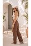 Women's Brown Stylish High Waist Palazzo Linen Muslin Comfort Pants Wide Leg - 2