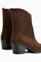 Westera Women's Brown Summer Cowboy Boots Perforated Suede Textured Thick Heeled Casual Stylish Boots - 7