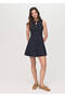 Denim Effect Dress with Bow Detail - 2