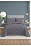 Milena Double Bedspread Set 260X240Cm - 100% Polyester Modern with Flounces and 2 Pillows - Antra