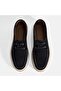 Men's Navy Blue Lace-Up Suede Casual Shoes - 8