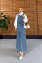 Women's Embroidered Strap Denim Dress - 3