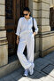 White Long Sleeve 100% Cotton Muslim Shirt Set Sh365 - 2