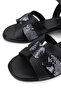 Women's Genuine Leather Black Heeled Sandals - 3