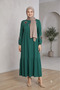 Women's Plus Size Woven Viscose Fabric Long Sleeve Hijab Dress / Emerald 33436 - 2