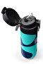 Kids Navy Blue Turquoise Patterned Steel Thermos with Straw and Direct Drinking 500 ml 31886 - 3