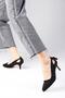 Drop Black Color Suede Women's Low Heeled Shoes - 5
